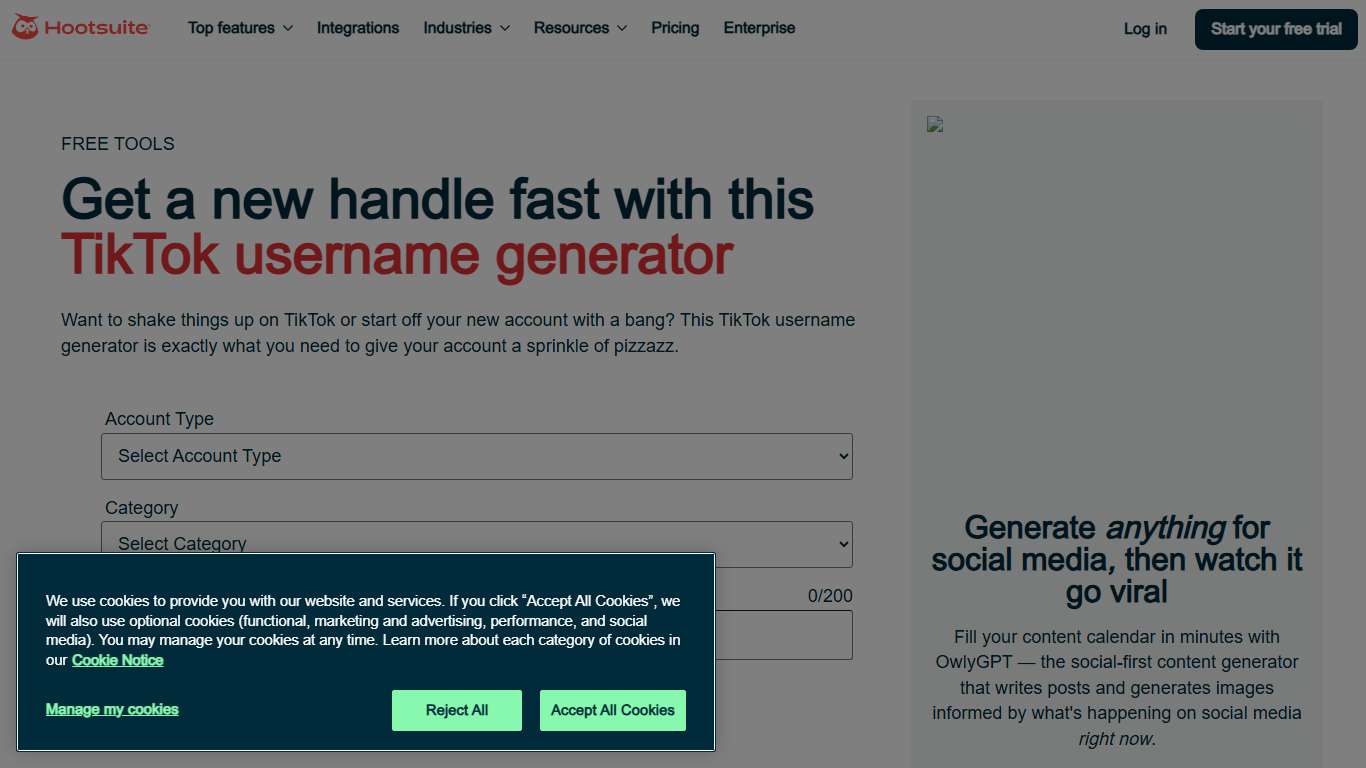 Free TikTok Username Generator